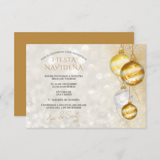 Convites Invitación Decorativa Para Fiesta De Navidad (Frente/Verso)