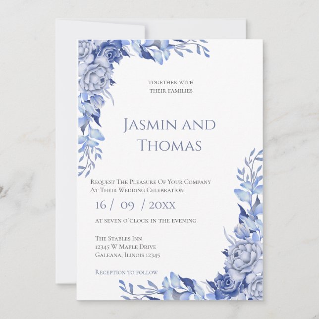 Convites Invitación Elegant Floral Wedding Invitation (Frente)
