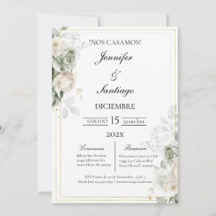 Convites Invitación elegante con flor blanca para boda