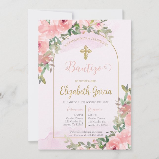 Convites Invitación elegante para bautismo (Frente)