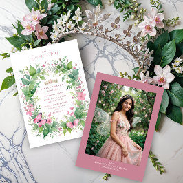 Convites Invitación Exquisite Spring Tiara Pink & Green Flo