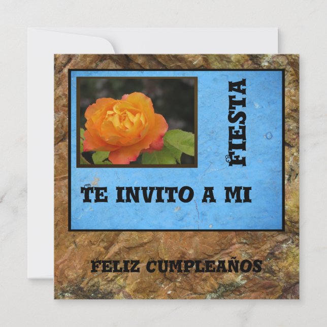 Convites Invitación - Feliz Cumpleaños - Orange Rosa (Frente)
