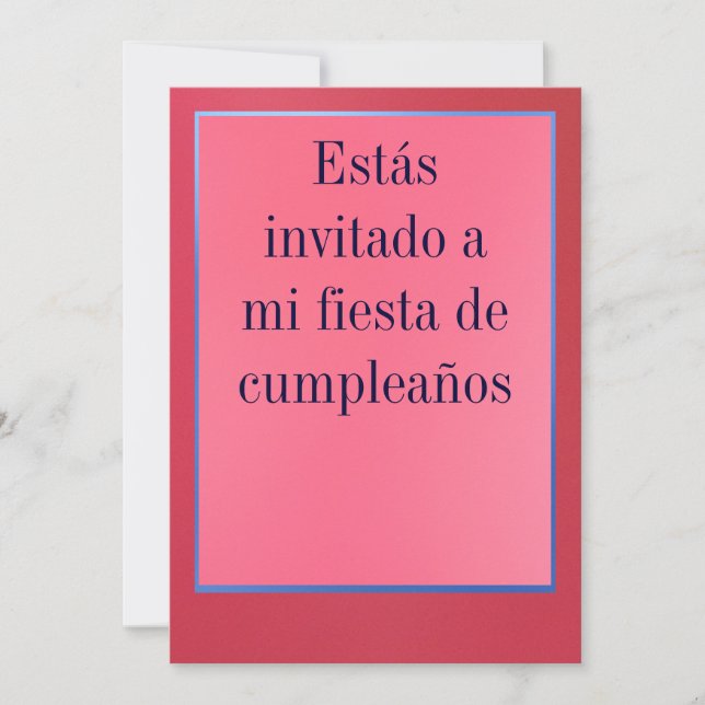 Convites Invitación - Festa de Cumpleaños - Rosada y Roja (Frente)