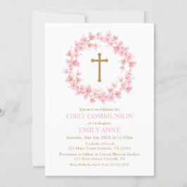 Convites Invitación First Communion Cherry Blossom floral I