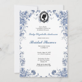 Convites Invitación Florals azul presupuesto blue and white