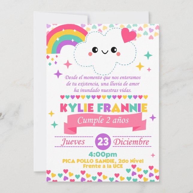 Convites Invitación lluvia de amor  (Frente)