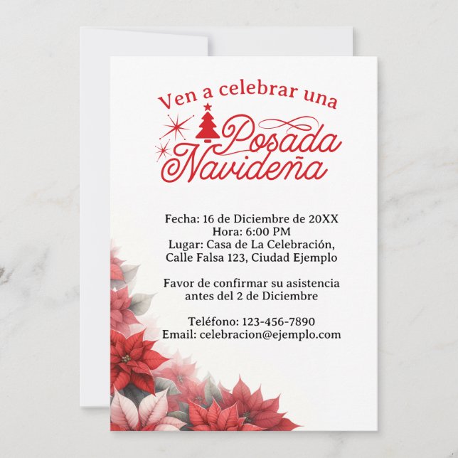 Convites Invitación Mexicana Posada Navideña Espanhol (Frente)