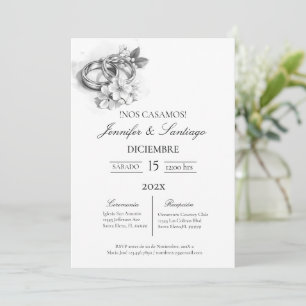 Convites Invitación minimalista con anillo para boda