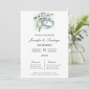 Convites Invitación minimalista con anillo para boda