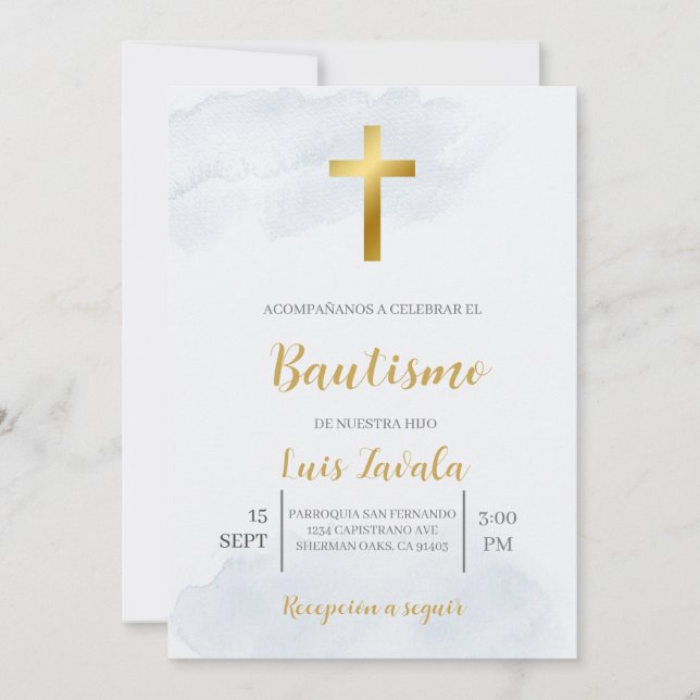 Convites Invitación minimalista para bautismo (Frente)
