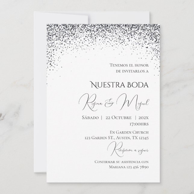 Convites Invitación Minimalistic Spanish Wedding Invitation (Frente)