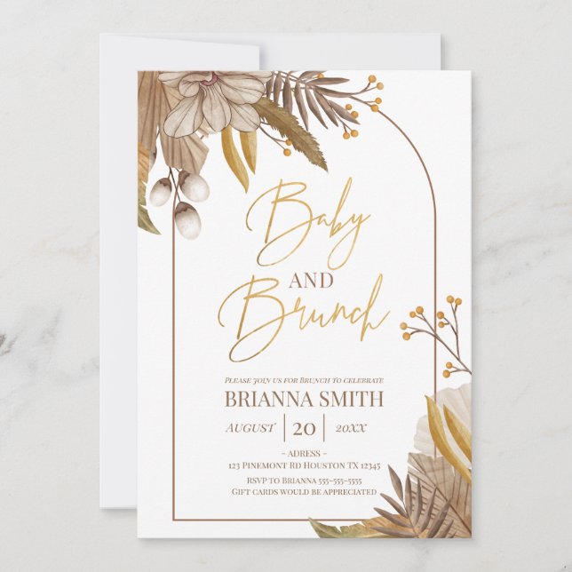 Convites Invitación Modern Boho Floral Brunch Invitation (Frente)