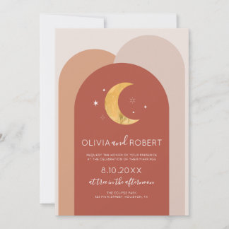Convites Invitación Modern Boho Moon Wedding Invitation