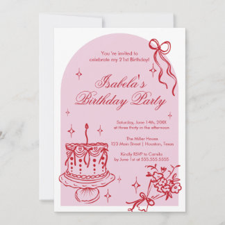 Convites Invitación Modern girly doodle Birthday Invitation