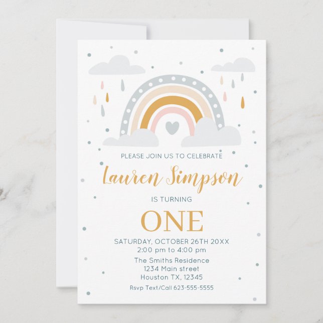 Convites Invitación Modern Rainbow Invitation Birthday (Frente)