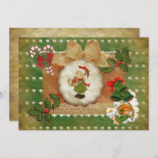 Convites Invitación Navidad  estilo scrapbooking vintag