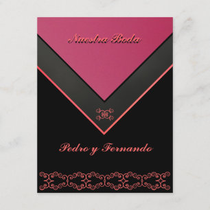 Convites Invitación - Nuestra Boda - Negra, naranja de ros