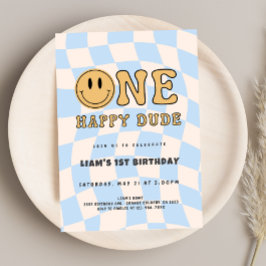 CONVITES INVITACIÓN ONE HAPPY DUDE BIRTHDAY