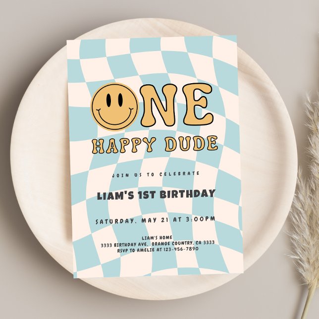 CONVITES INVITACIÓN ONE HAPPY DUDE BIRTHDAY (Criador carregado)