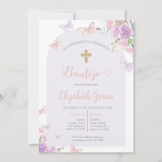 Convites Invitación para bautismo (Frente)