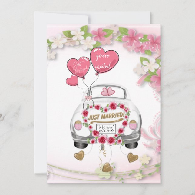 Convites Invitación para boda con coche de novios (Frente)
