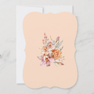 Convites Invitación Personalizada Floral en Tonos Durazno