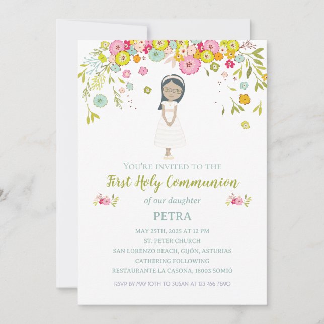 Convites Invitación PETRA Primera Comunión (Frente)
