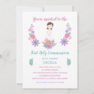 Convites Invitación Primera Comunión CECILIA