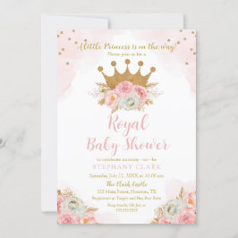 Convites Invitación Princess Floral Pink & Gold Baby Shower
