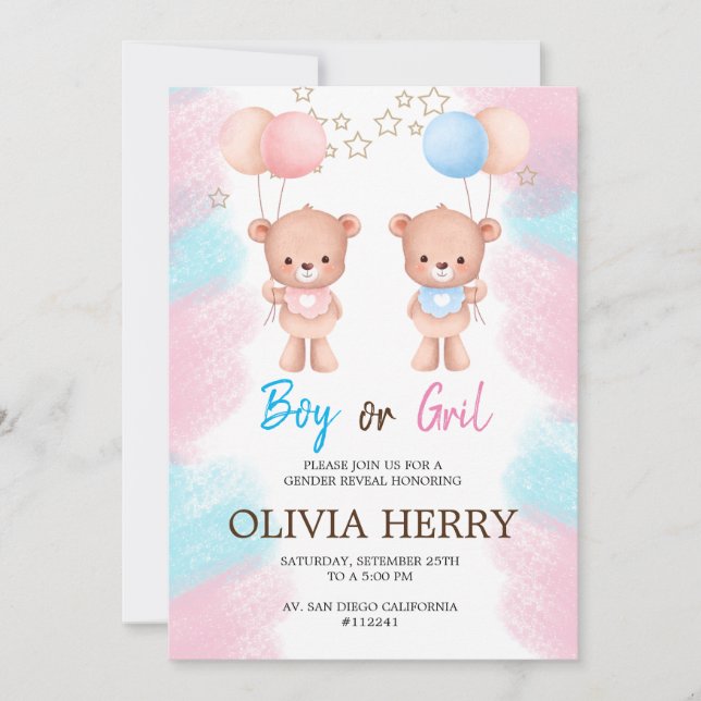 CONVITES INVITACION REVELACION DE GENERO (Frente)