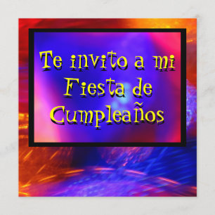 Convites Invitación -Te invito a mi Fiesta - Azul y Naranj