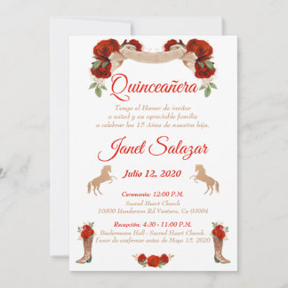 Convites Invitaciones charro Quinceañera Charra Red