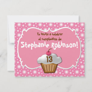 Convites Invitaciones de cumpleaños, cupcake Fiesta de Ros