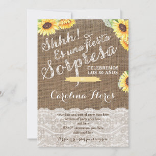 Convites Invitaciones para fiesta sorpresa con girasol
