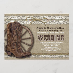 Convites Invitações de Casamento de Locais e Burlap Rustic 