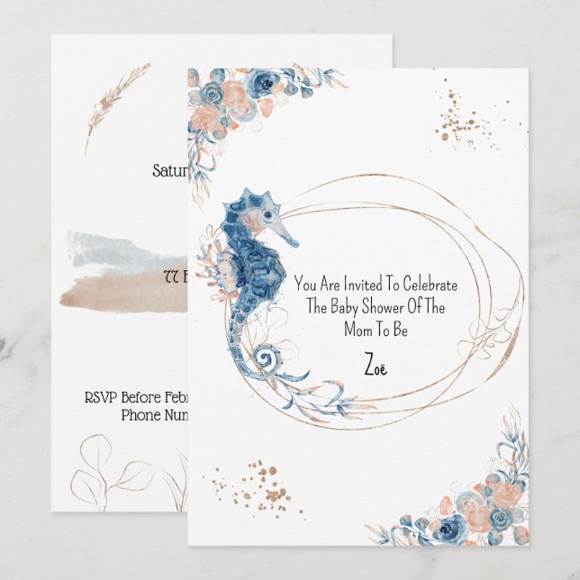 Convites Invitation (12,7 x 17,8 cm) - Baby Shower (Frente/Verso)