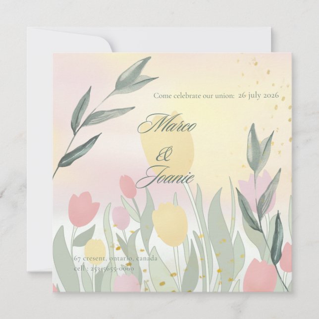 Convites Invitation A Delicate Tulip Wedding Celebration (Frente)