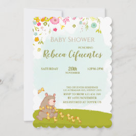 Convites Invitation Baby Shower Bear and duckies