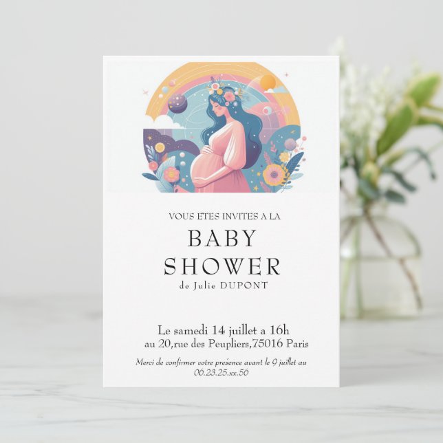 Convites Invitation baby shower en français (Em pé/Frente)