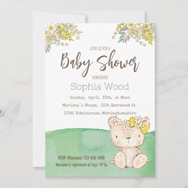 Convites Invitation Baby Shower Little Bear (Frente)