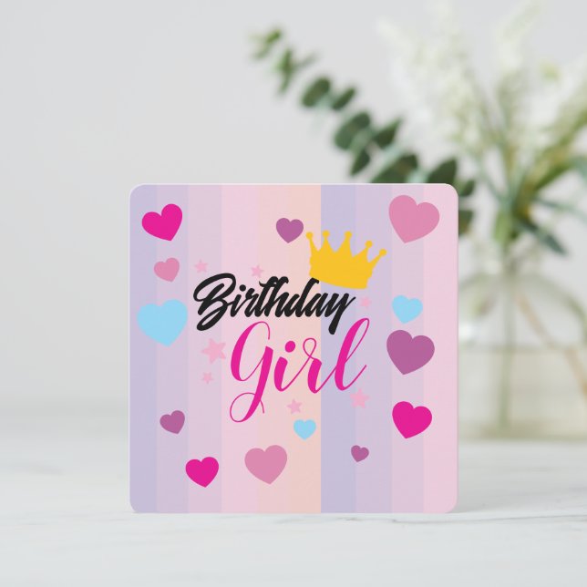 Convites Invitation birthday for young girls (Em pé/Frente)