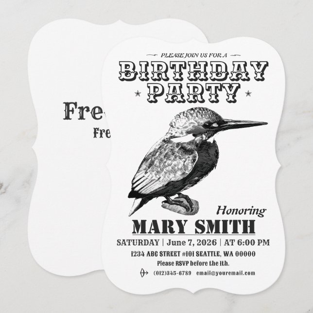 Convites Invitation Card_Western Style (Common Kingfisher) (Frente/Verso)