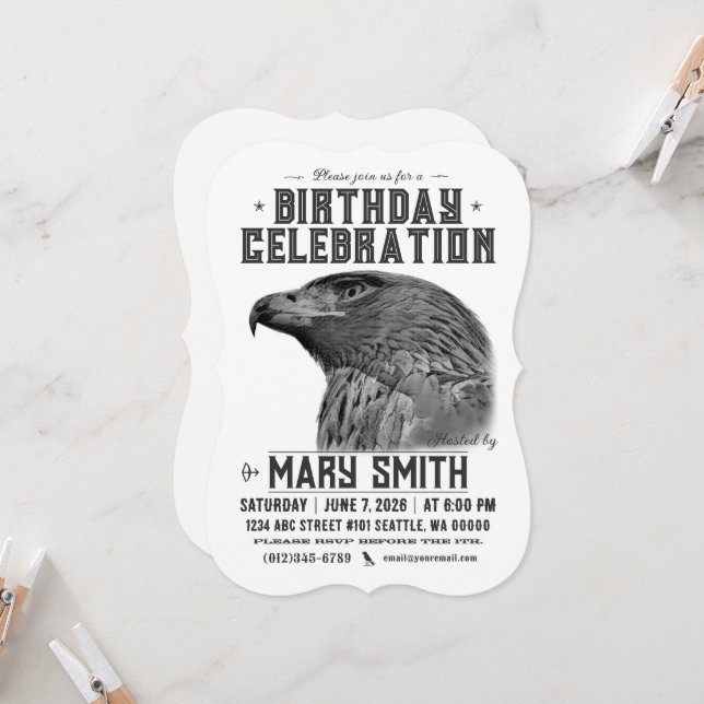 Convites Invitation Card_Western Style (Golden Eagle) (Frente/Verso In Situ)