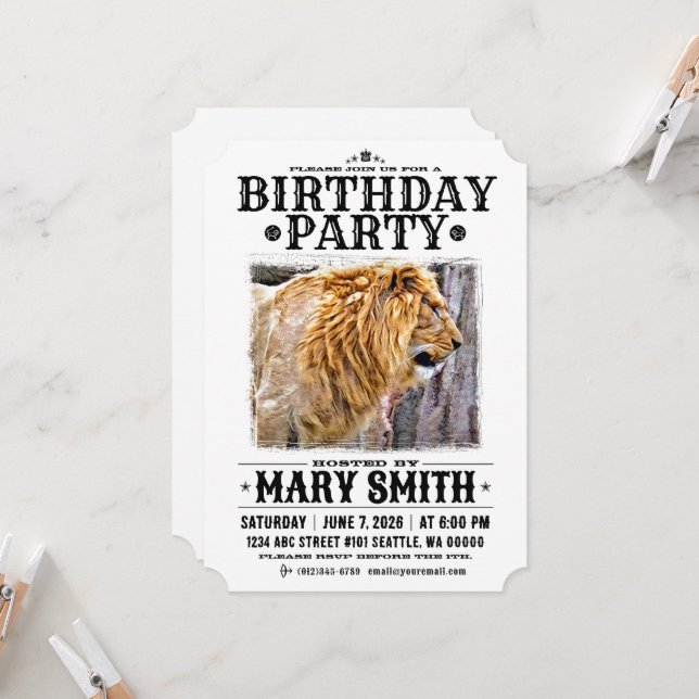Convites Invitation Card_Western Style (Lion) (Frente/Verso In Situ)