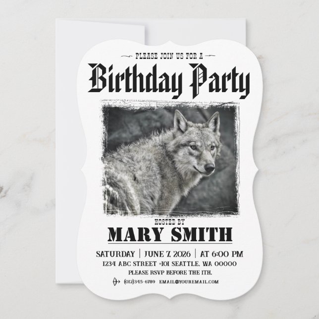 Convites Invitation Card_Western Style (Wolf) (Frente)