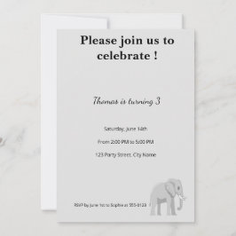 Convites Invitation d'anniversaire éléphant mignon | Pastel