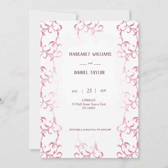 Convites Invitation de boda decorada con hojas de acanto (Frente)