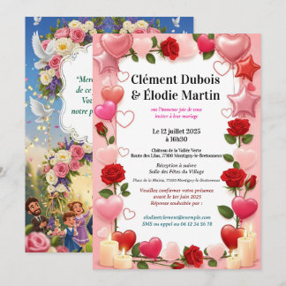 Convites Invitation de Mariage Romantique aux Fleurs 