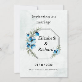 Convites Invitation "Fleurs bleues"
