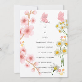 Convites Invitation florale rose et marguerites | Mariage